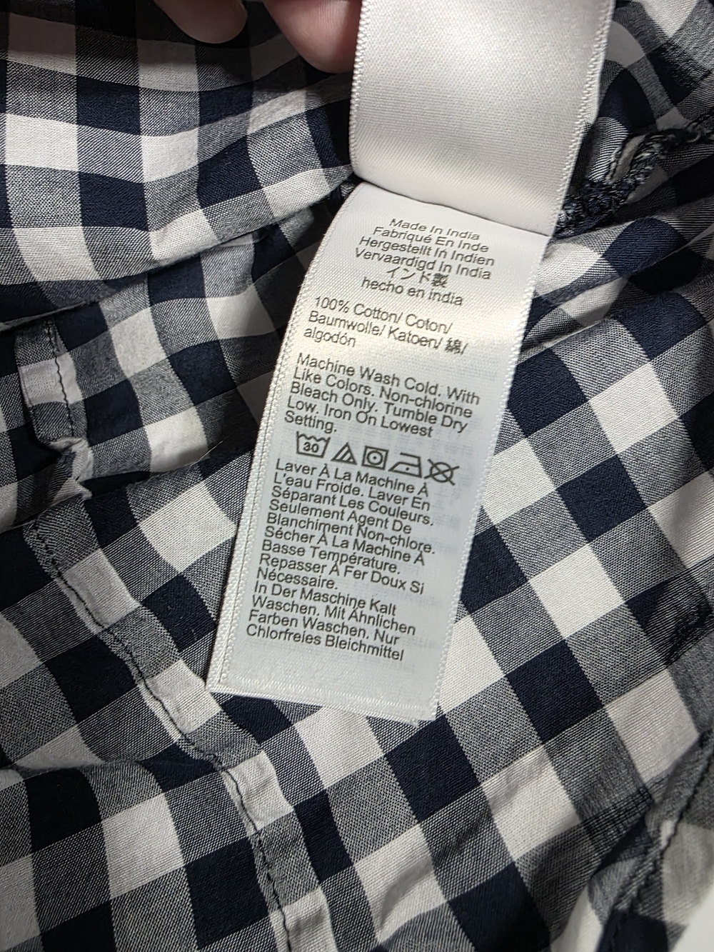 J. Crew Factory Navy gingham button-up shirt in signature fit Size M - Picture 10 of 12